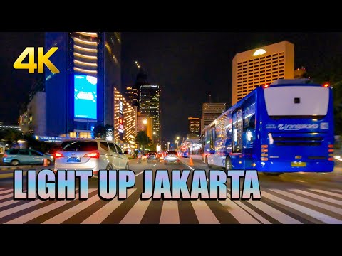 Jakarta 4K - Light Up Jakarta - Driving Downtown - Thamrin Sudirman 2021
