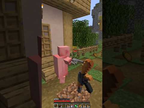 Minecraft but every mob has a gun! Will you survive? #Shorts
