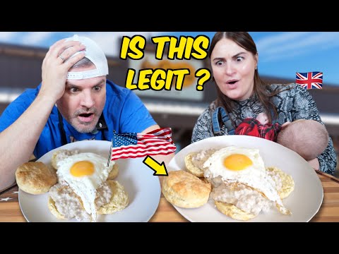 Americans Be Honest... Biscuits & Gravy ... In an Air fryer ?! (Brits Try)