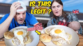 Americans Be Honest... Biscuits & Gravy ... In an Air fryer ?! (Brits Try)