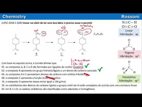 UFSC 2018-1 verão - Questão 38 - Funções orgânicas - Álcool pirílico - Limoneno