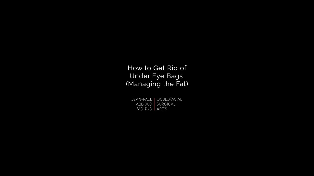 How to Get Rid of Under Eye Bags Part I: Managing the Fat - Dr. Jean-Paul Abboud