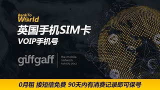 【手机SIM卡】英国移动虚拟网络电信运营商Giffgaff，免费英国SIM卡，接收短信免费，90天保号｜走资世界 BankToWorld