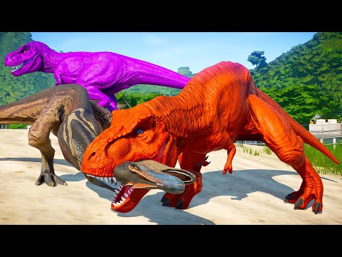 T-REX COLOR PACK vs SPINOSAURUS REX vs CERATOSAURUS vs YANGCHUANOSAURUS - Jurassic World Evolution
