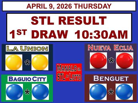 STL 1ST Draw 1030AM Result STL La Union Nueva Ecija Baguio Benguet APRIL 9, 2026 THURSDAY