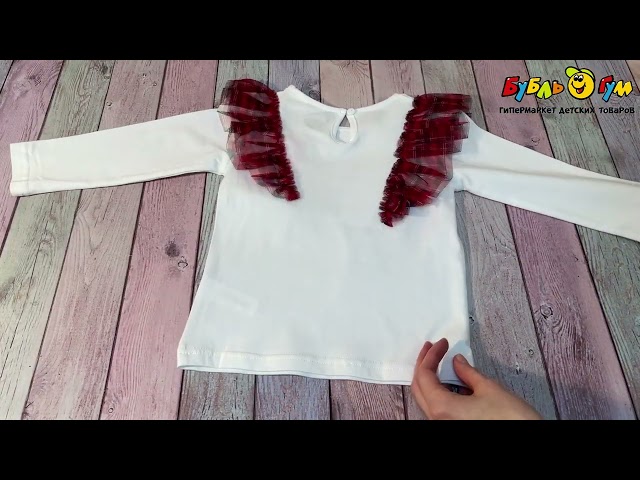 Лонгслив Lanson Kids с цветными рюшами белый  - видео