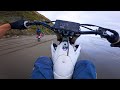 YZ450F RIDING ALONG NEW ZEALAND CLIFFSIDE BEACH RAW SOUND 4K