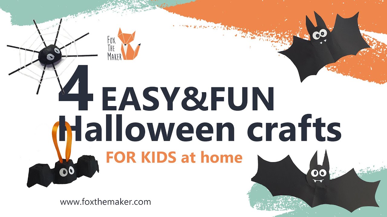 4 Easy and Simple Halloween crafts for kids 2021 |  Halloween Paper Craft Ideas | DIY Paper bats