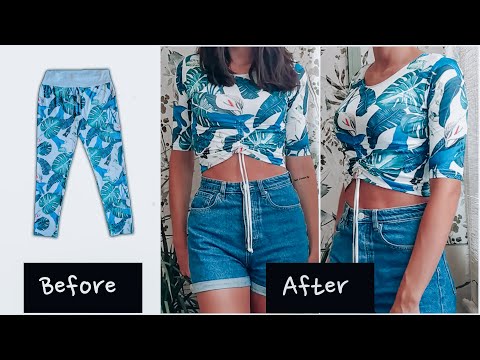 Como hacer un Crop TOP fruncido con unos viejos leggings
