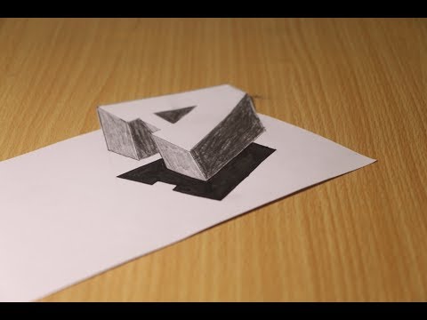 How To Drawing 3D Floating Letter A - Step By Step 3D Trick
