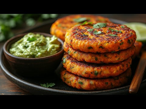 🌱 Vegan Sweet Potato and Chickpea Cakes With Avocado Dip