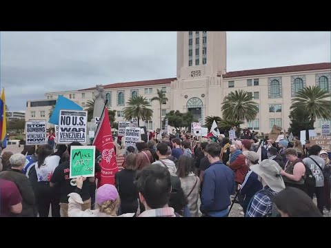 San Diego protestors opposed to Venezuelan President Maduro's capture gather downtown