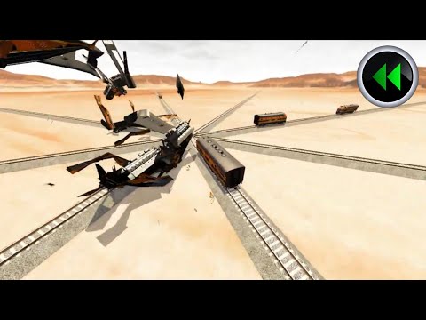 Reverse Trains Crossing vs Stared Rail Tracks - BeamNG Drive