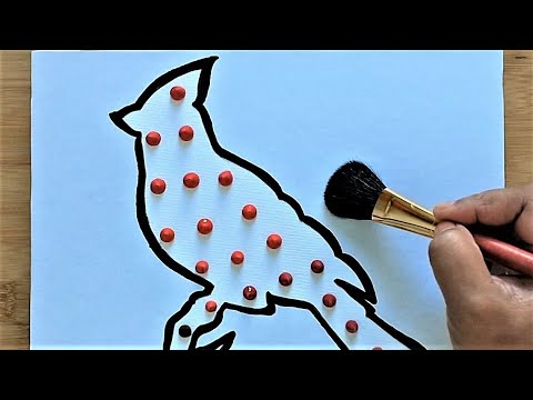 Simple Red Cardinal Bird Painting / Silhouette Art / Realistic / Bird Acrylic Painting / # 18