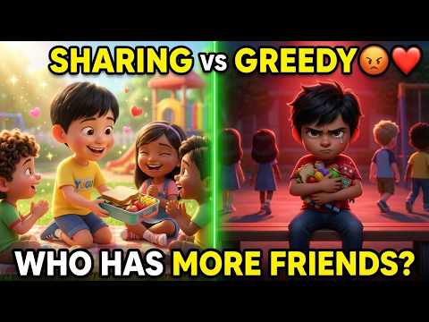 Sharing Friend vs. Greedy Friend😡: Why Sharing is Caring ❤️ #sharingiscaring #kidsstories