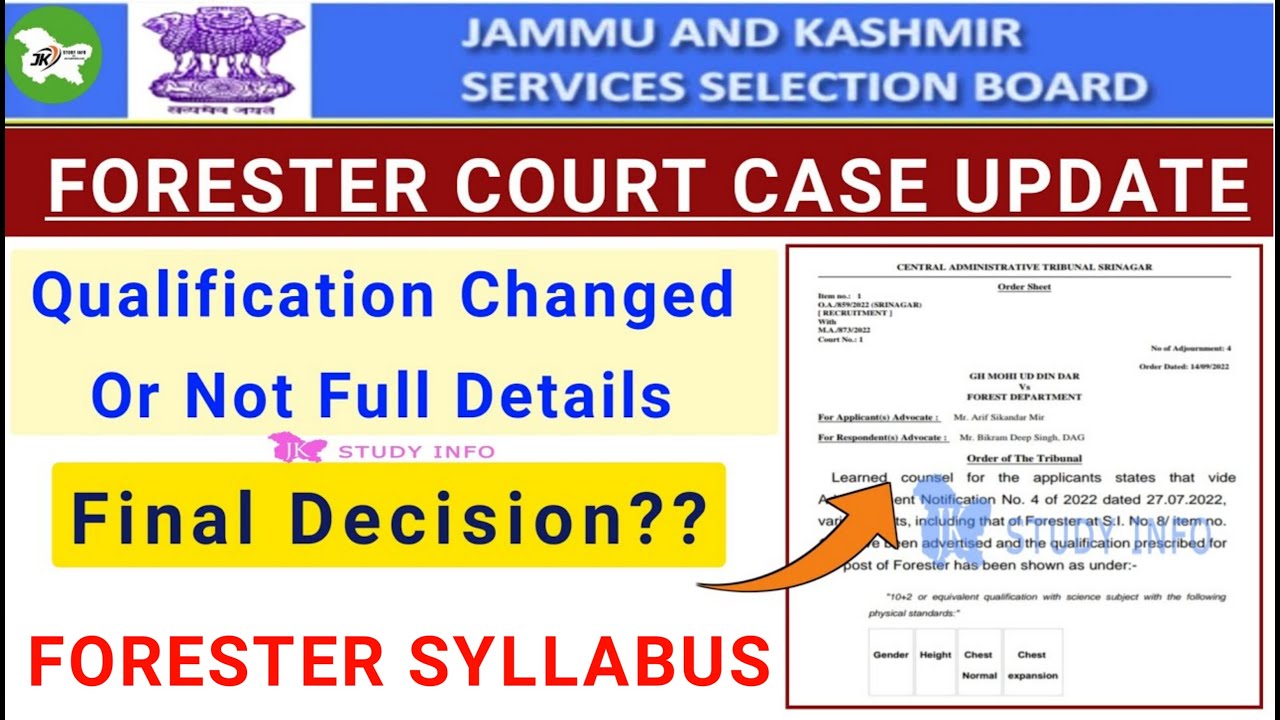 JKSSB Forester Posts Court Case Update || JKSSB Forester Recuritment 2022 Official Syllabus Update