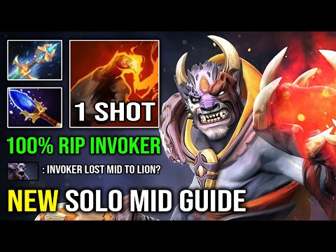 How to Solo Mid Lion Against Invoker with 1 Shot Finger AOE Ulti Crazy Burst DPS Dota 2