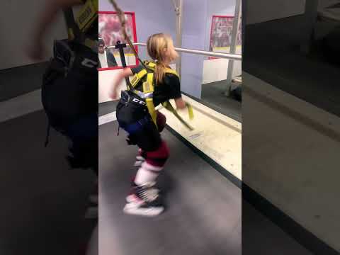 Can girls play hockey!???  💯 they can!!!!!￼ #hockey #hockeytraining #hockeytreadmill #skating