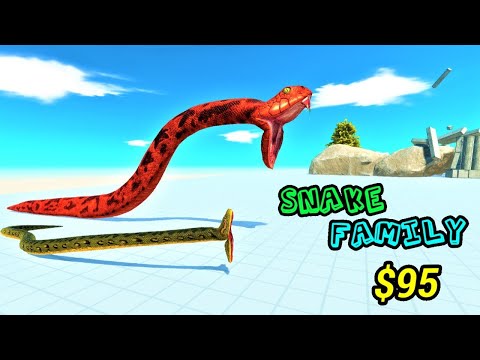 Snake family vs random team same price Animal Revolt Battle Simulator titanoboa and green anaconda