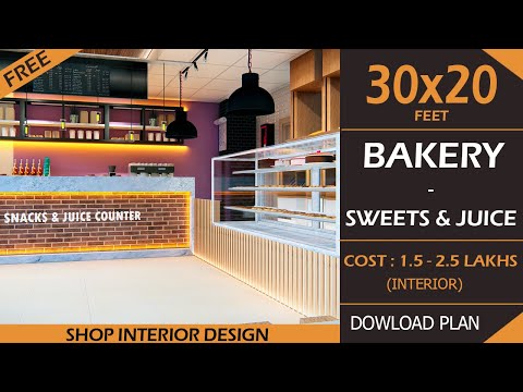 30X20 Bakery Shop Interior Design | Sweet shop interior design | Bakery Cafe Interior Design idea