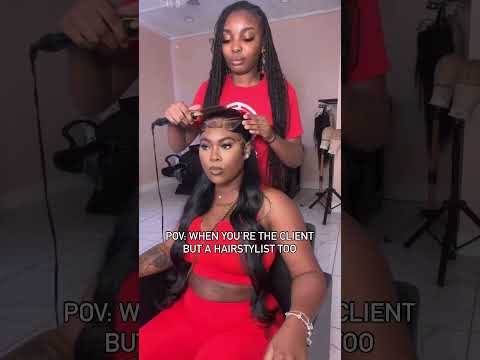 Pov: When you’re the client but a hairstylist too😅#shorts #linktohair #wigs #hair