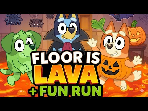 Bluey Halloween Brain Break | Floor is Lava Dance + Fun Run 🎃🧟🔥 | BLUEY Halloween | Bluey