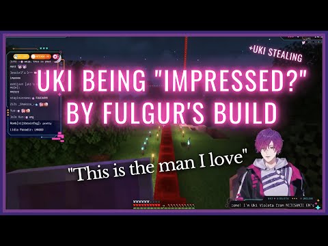 Uki being impressed by Fulgur's build on the new Nijisanji EN Minecraft server