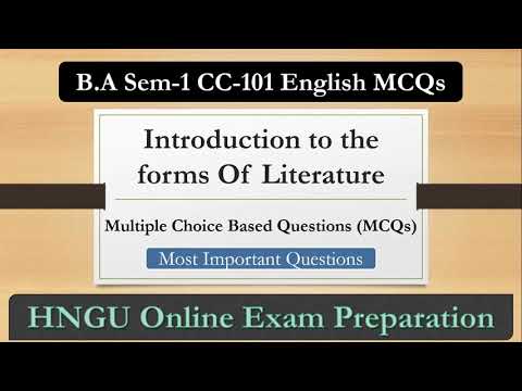 B.A Sem-1 Main English|| CC/CE 101 || Introduction to the forms of Literature || Part-1 B.A sem-1