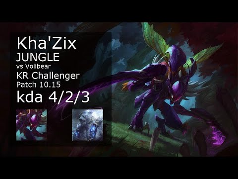 Kha'Zix Jungle vs Volibear - KR Challenger 4/2/3 Patch 10.15 Gameplay // [롤] 카직스 vs 볼리베어 정글