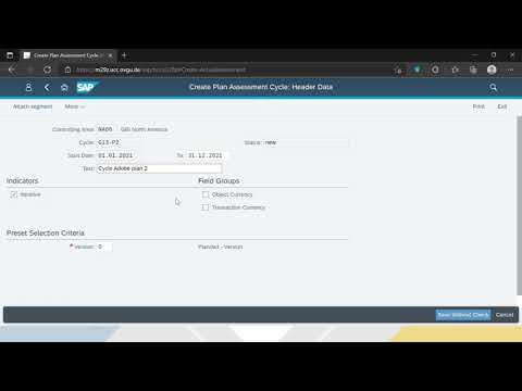 11   Create assessment cycle   SAP P&L