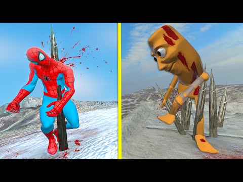 Tung Tung Sahur vs Spiderman Epic Spike Trap & Ragdoll Fails Compilation!