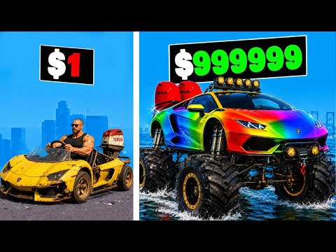 $1 to $1,000,000,000 LAMBORGHINI BOAT CAR in GTA 5!
