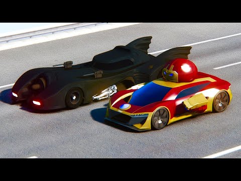 Iron Man Audi E-Tron VGT vs Batmobile 1989 at Drag Race 20 KM