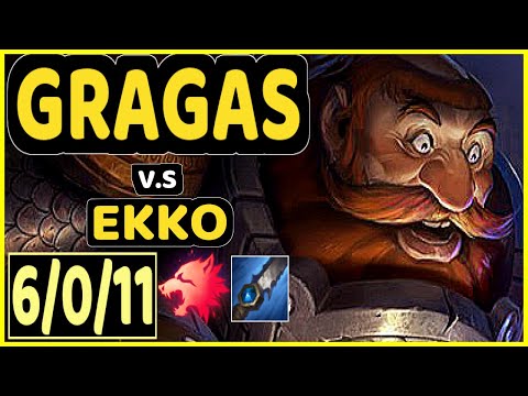 CAEDREL (GRAGAS) vs EKKO - 6/0/11 KDA JUNGLE CHALLENGER GAMEPLAY - EUW