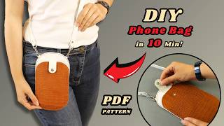 🔴PDF pattern + DIY handmade leather Crossbody Phone Bag | Easy Craft Tutorial