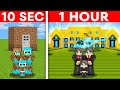 10 Seconds Vs 1 Hour MILLIONAIRE FAMILY House Build Challenge In Minecraft