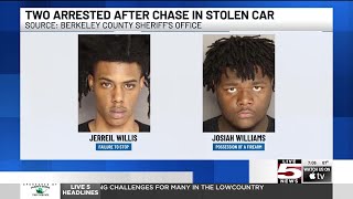 VIDEO: Berkeley County deputies arrest 2 men after pursuit with stolen vehicle