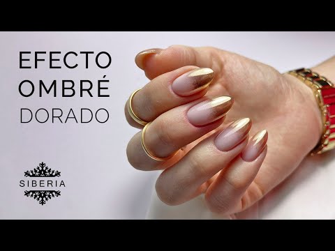 Uñas efecto ombré dorado 💫 | uñas efecto oro con polvo metallic effect | manicura semipermanente