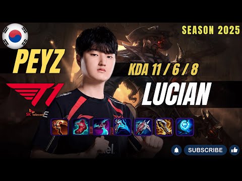 T1 Peyz LUCIAN vs TRISTANA ADC - Patch 25.24 KR Ranked | lolrec