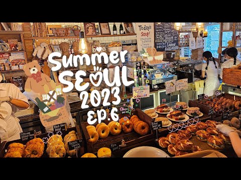 Summer SEOUL EP.6💚 ต่อคิวกลางสายฝนกับ Museu Bagel de Londres, Café Layered Anguk | VLOG 2023 |NiraNottt