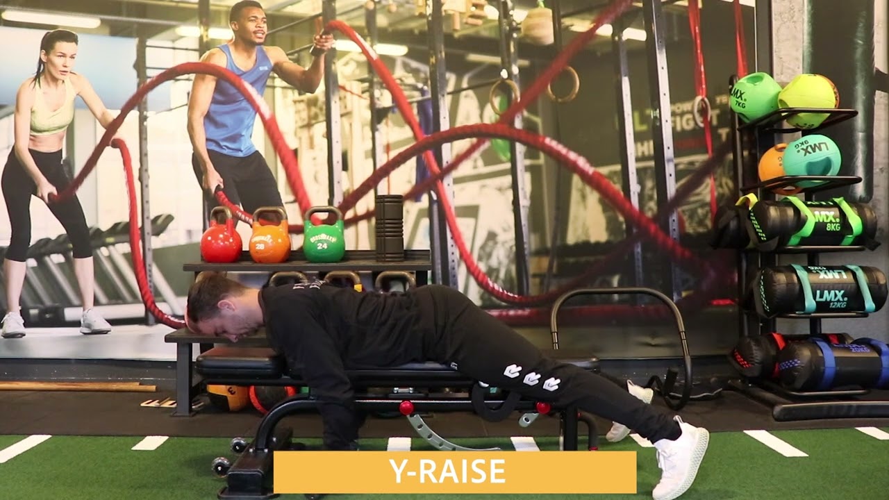 Video thumbnail: Y-raise prone op bank — instructievideo
