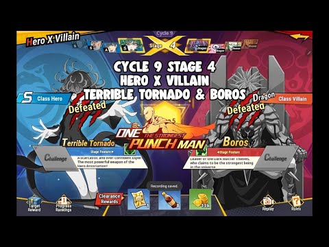 Hero V Villain "Terrible Tornado & Boros" Cycle 9 Stage 4 One Punch Man The Strongest