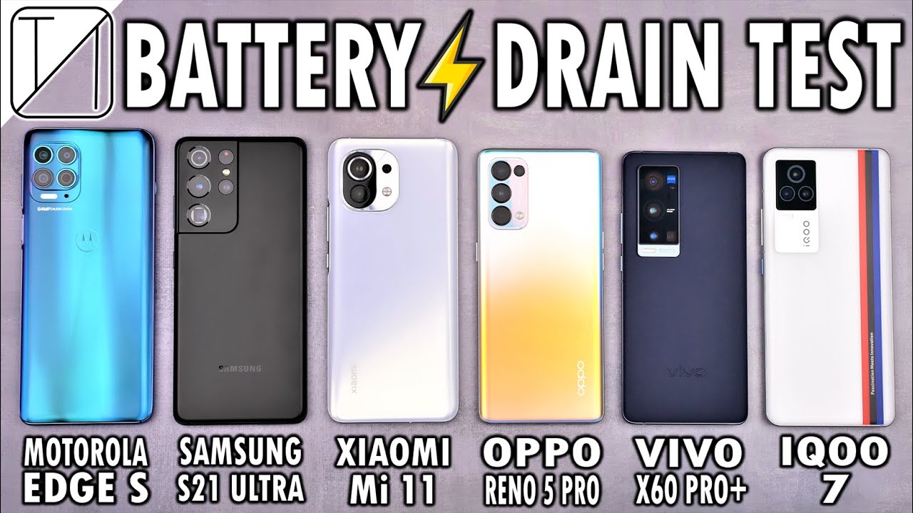 Motorola Edge S vs S21 Ultra / Mi 11 / Reno5 Pro / vivo X60 Pro+ / iQOO 7 Battery Life DRAIN Test!