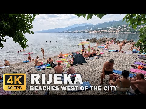 Beaches in Rijeka - West of the City - Walking Tour [4K] [60FPS]