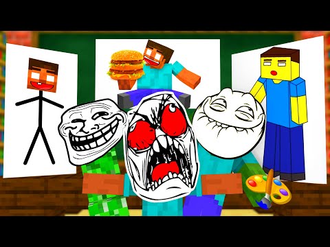 Minecraft Mobs : ALL DRAWING CHALLENGE EPISODES (1-5) (Minecraft Animation Parody)