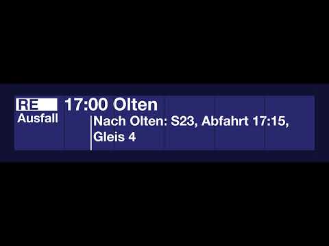SBB TTS Ausfallmeldung • RE nach Olten, Bus ab Kante I