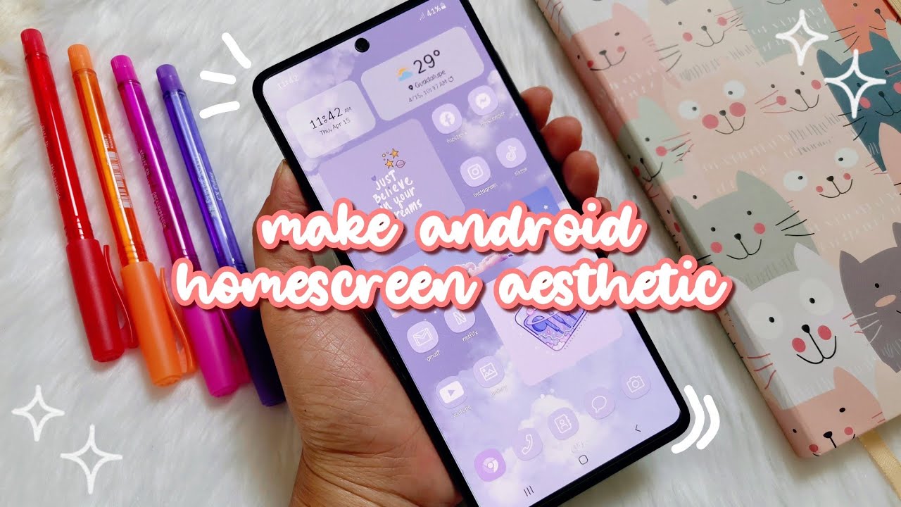 how to make your phone aesthetic ✨️ pastel purple theme 💜