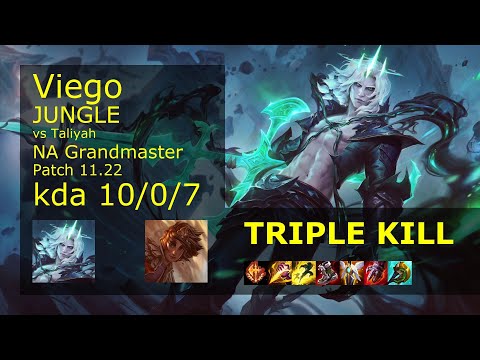 Viego vs Taliyah Jungle - NA Grandmaster 10/0/7 Patch 11.22 Gameplay