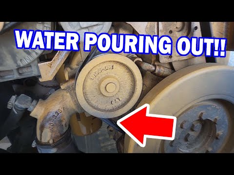 Cat Diesel Engine Literally has Water Pouring out of it! C9 Water Pump Replacement.