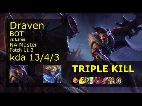 Draven ADC & Xerath vs Ezreal & Yuumi - NA Master 13/4/3 Patch 11.3 Gameplay
